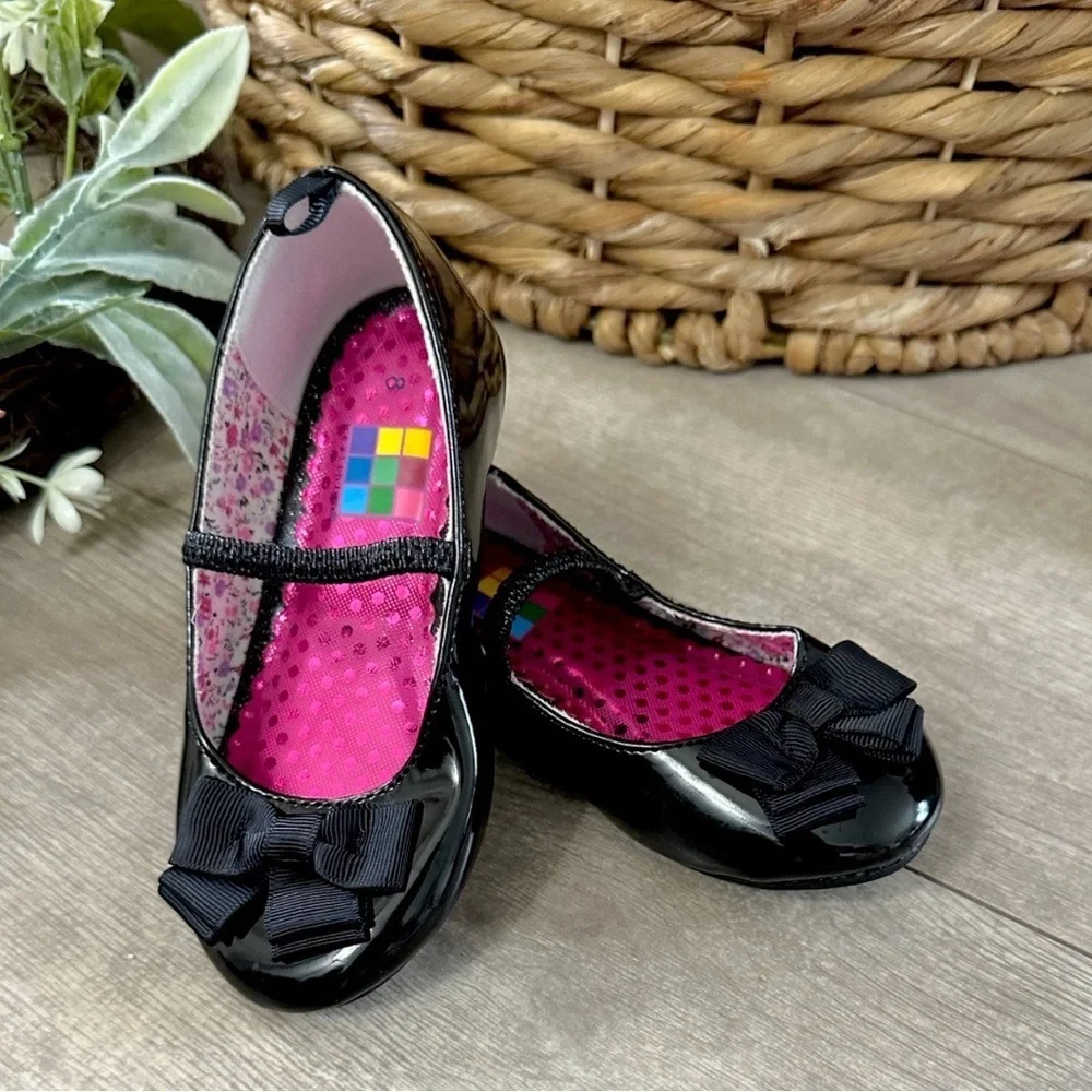 New Y2K HealthTex Girls Black Bow Mary Jane Toddler Girls Shoes Size 8